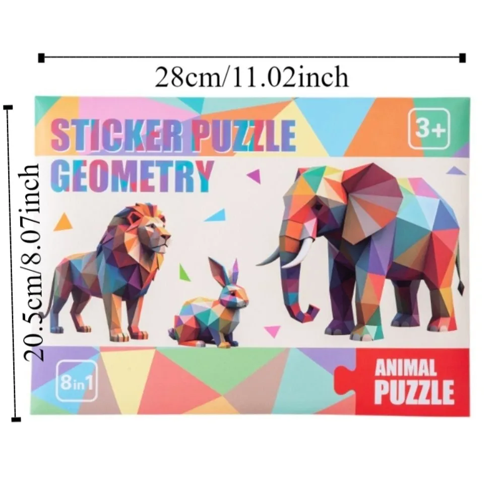 Libros de Pegatinas Geométricas 3D de Papel, Kit de Material de Pegatinas Hechas a Mano Montessori, Libro de Pegatinas de Animales Lindos de Dibujos Animados para Niños