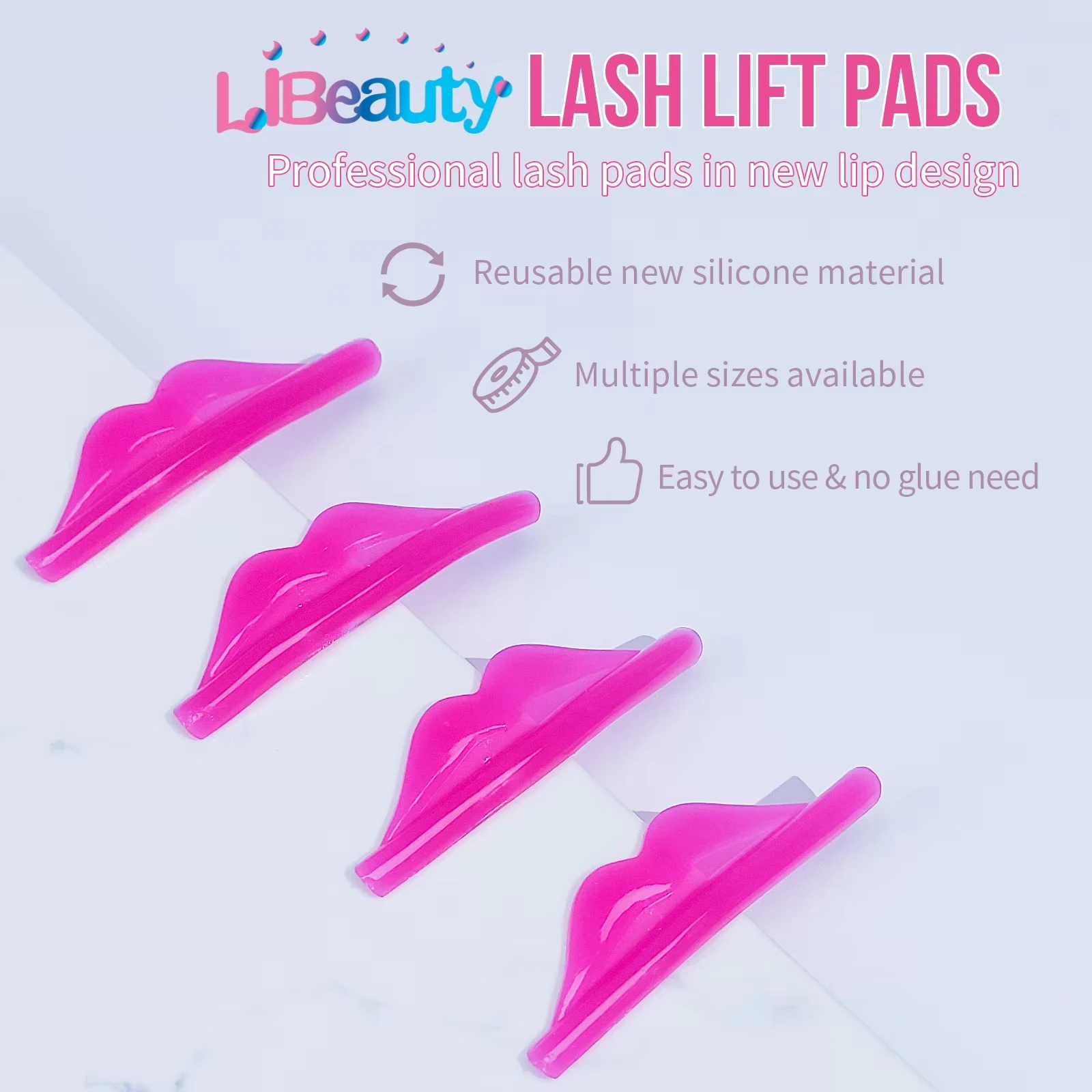 Libeauty 4 Paia Senza Colla Silicone Ciglia Perm Pad Ciglia Appiccicose Aste Scudo Ascensore 3D Piegaciglia Accessori Strumenti di Trucco