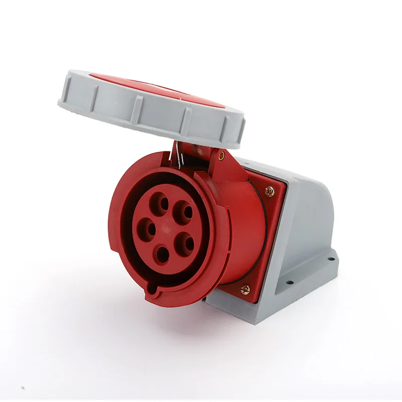 red 3P+N+E 5 pins poles 240-415V 32A Electrical industrial plug wall mounted sockets