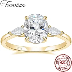 Anelli di fidanzamento Trumium 3CT in argento Sterling 925 3 pietre zirconi cubici CZ fedi nuziali fedi nuziali per donna