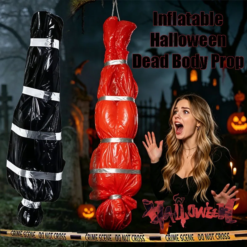 Halloween Fake Wrapped Corpse Prop Hanging Horror Decoration for Haunted House, Spooky Atmosphere, Outdoor Party Decor