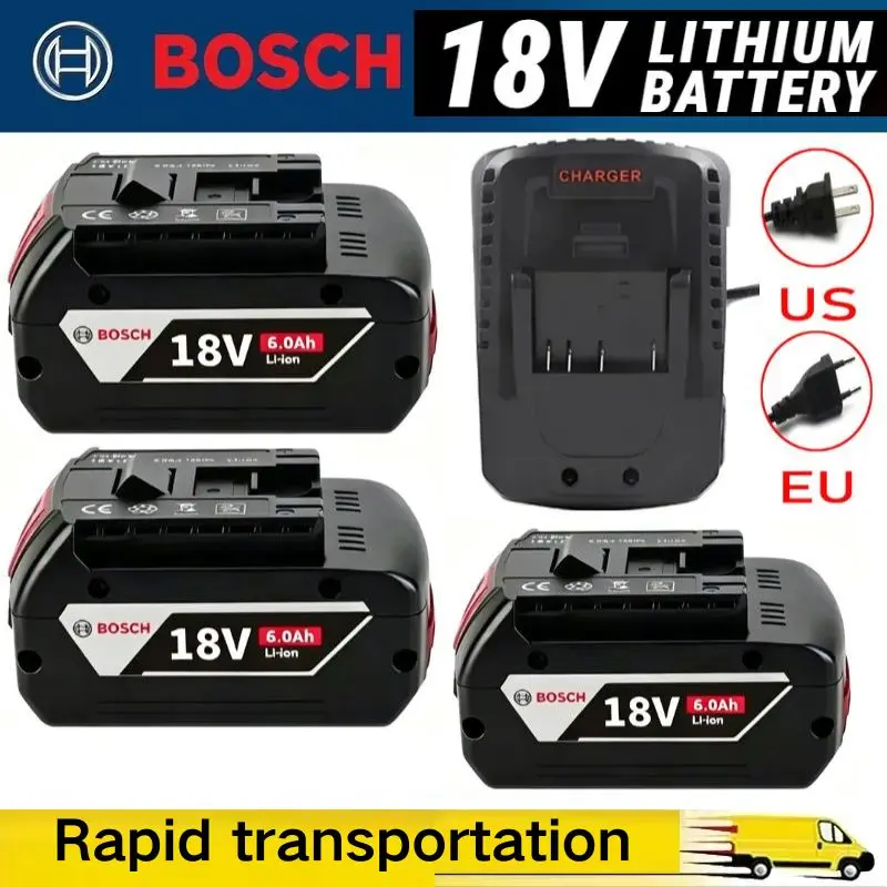 100% Original Bosch 6.0mAh 18V Backup Batteries, Draadloze Professional System, BAT609 BAT618 GBA18V80 Tools+charger