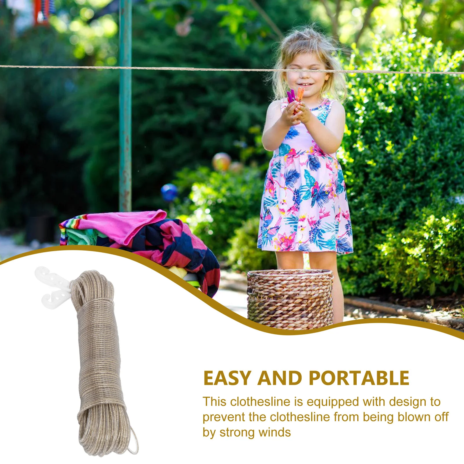 

Heavy Duty Washing Line Portable Anti-Skid Windproof Outdoor Clothesline Strong Clothes Hanging Rope Travel Laundry Rope