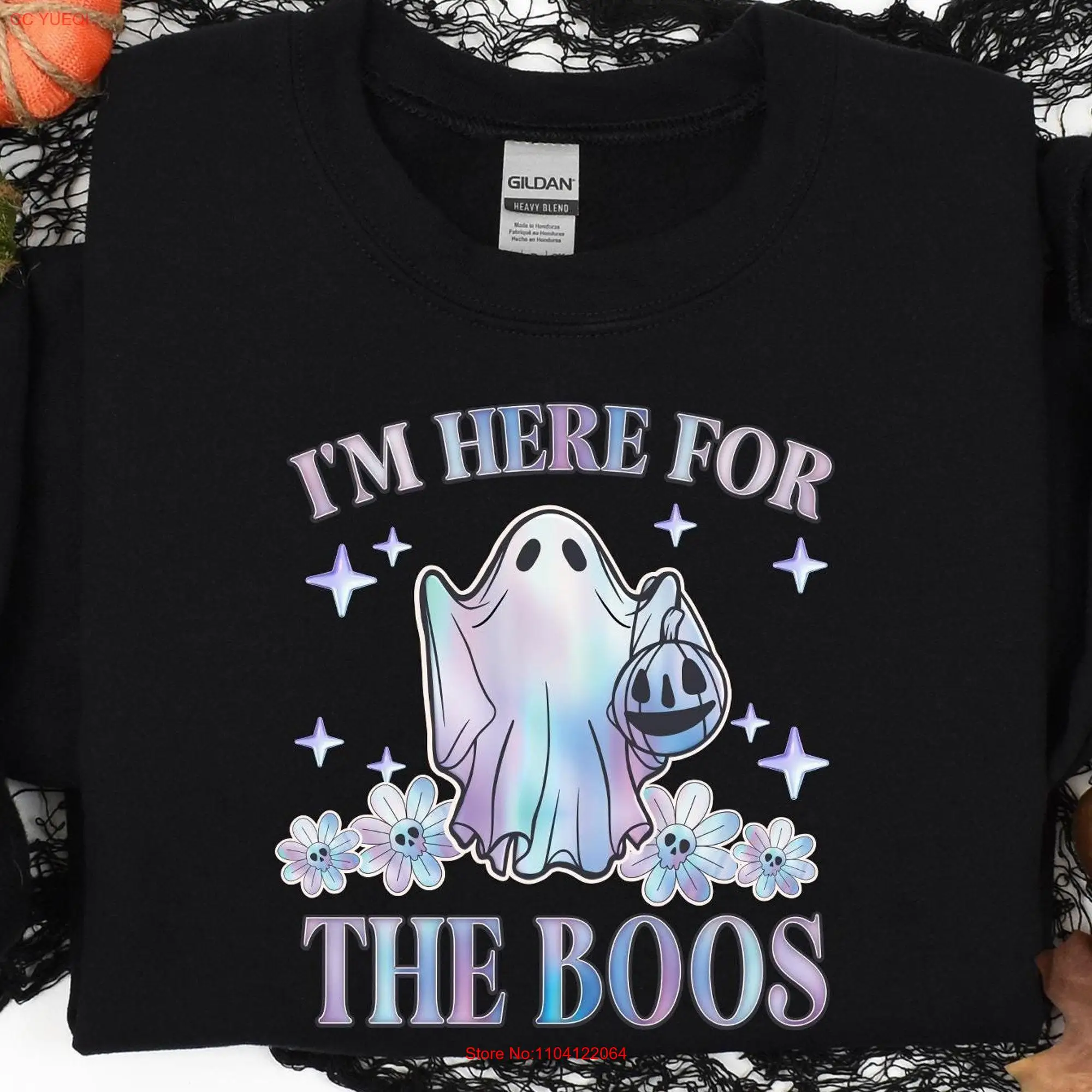 I'm Here For The Boo's T Shirt Funny Halloween GhosT Horror Wine Drinking Fall Mom Costume long or short sleeves