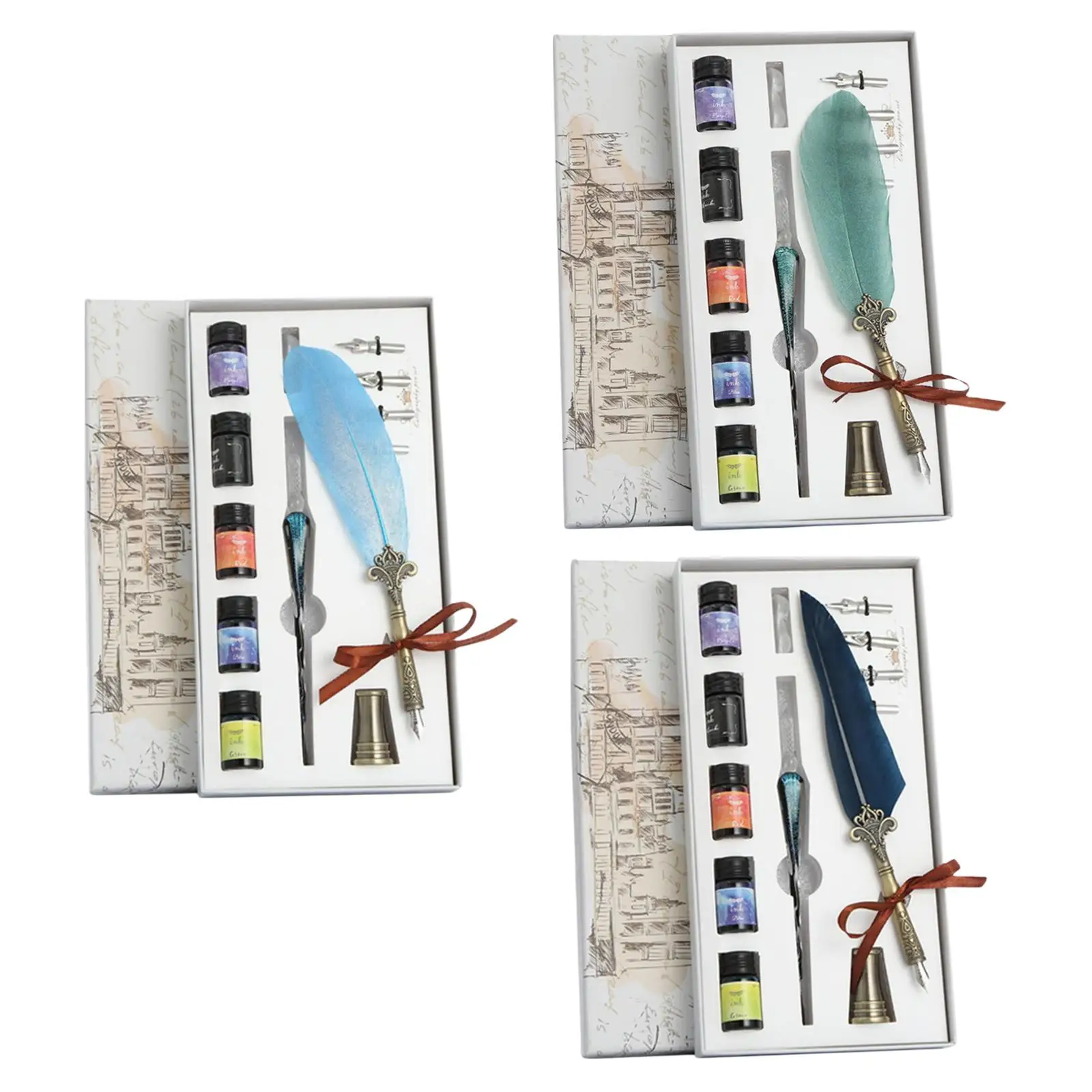 

Magic School Vintage Feather Quill Dip Calligraphy Fountain Pen Writing Ink Set Stationery Gift Box