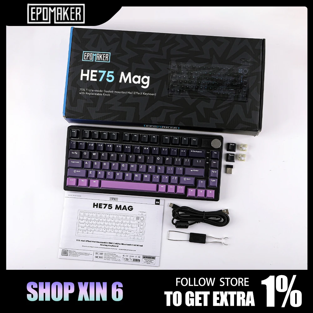 Epomaker HE75 Esport Magnetic Switch Keyboard Rt Hotswap Wired 8k Return Customized Mechanical Keyboard Pc Game Accessories Gift