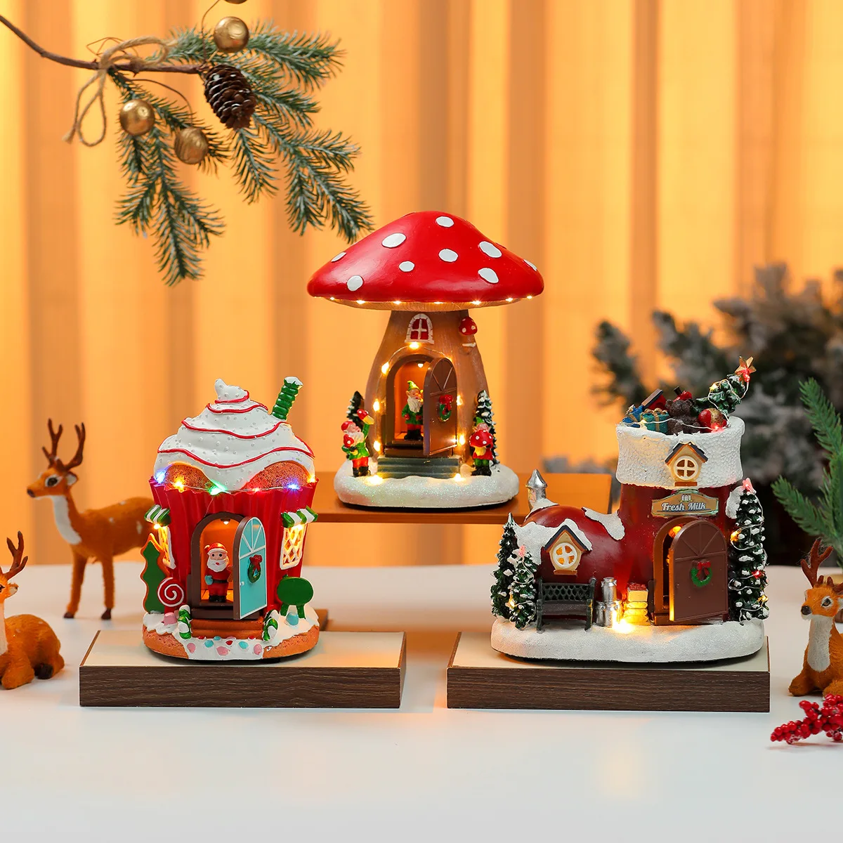 NEW Luminous Creative Ornaments with Music Holy Home Resin Decorations Crafts Christmas Gifts