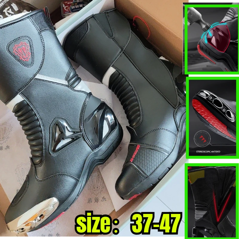 

Размер 37-47, мотоциклетные ботинки до середины икры, длинные высокие щиколотки, профессиональная защитная обувь для мотокросса, гонок по бездорожью, мотогонщика, мужская и женская обувь