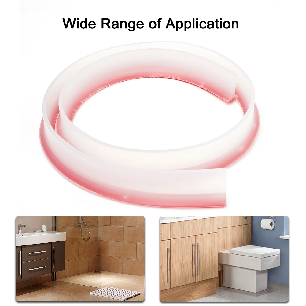 

100-300CM Rubber Silicone Shower Barrier Water Stopper Bathroom Waterproof Strip Fixture Sink Showers Accessories Water-blocking