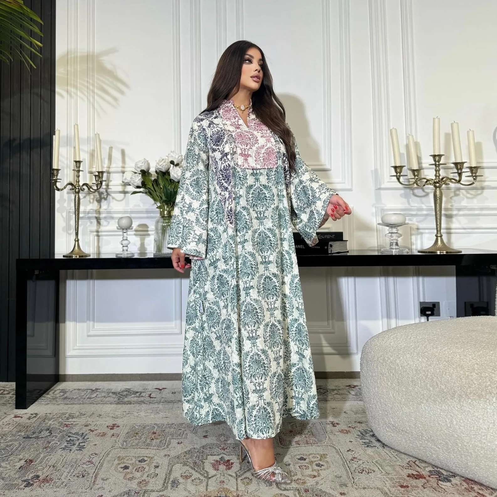 Ramadan marrocos dubai kaftan eid muçulmano abaya para mulheres vestidos de impressão jalabiya islam festa vestidos árabe longo robe abayas ab433