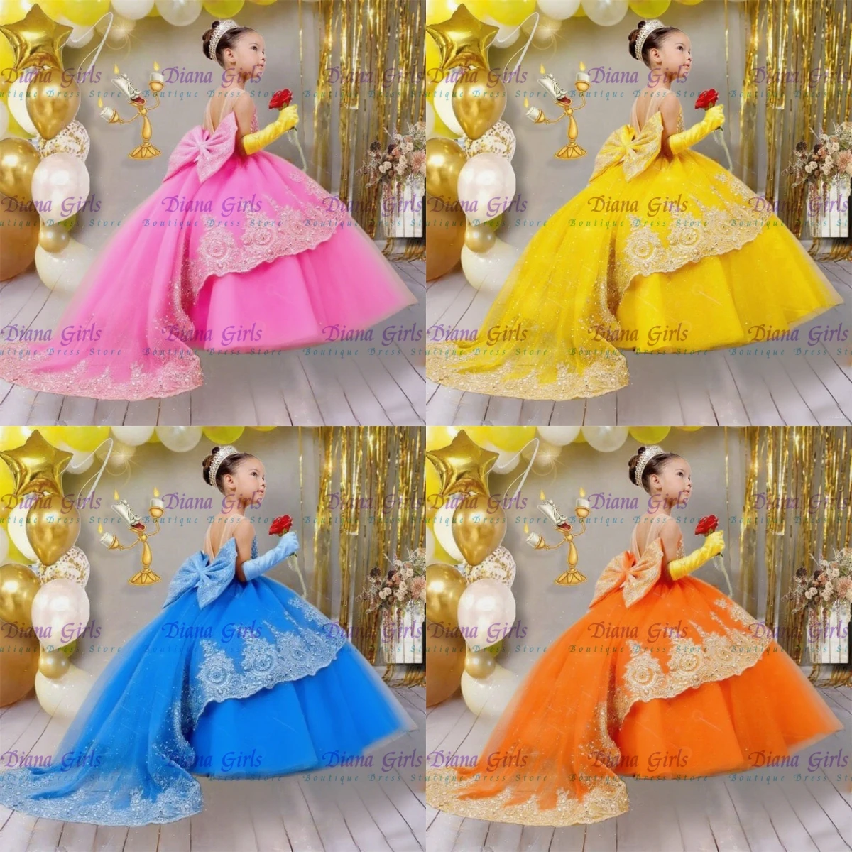 

Gorgeous Quality Flower Girl Dress Tulle Fluffy With Lace Applique For Wedding Ball Little Princess Birthday Party Evening Gowns