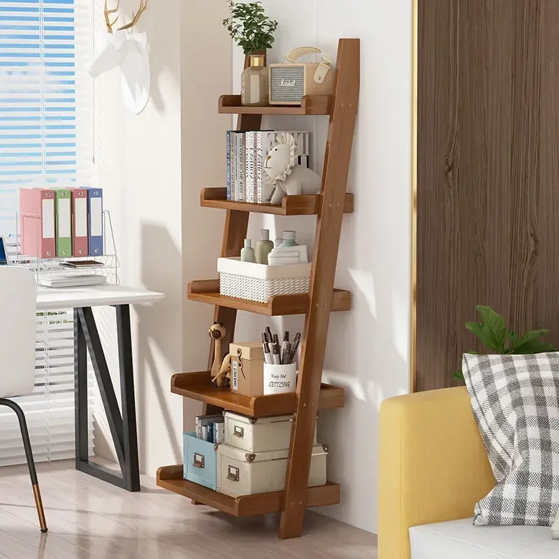 Living Room Cabinets Storage Rack Solid Banboo Against Wall Nordic Bookshelf Bedroom Bedside Rack Storage Racks Furniture