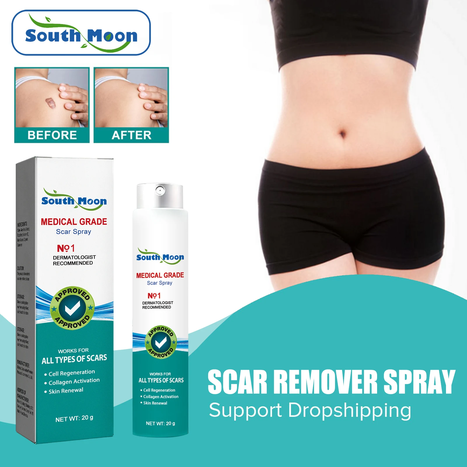 

Scar Remover Spray Repair Stretch Mark Firming Body Treatment Streak Obesity Improve Smooth Skin Promote Collagen Activatio Care