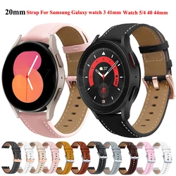 Pulseira de couro para Samsung Galaxy Watch, pulseira para Samsung Galaxy Watch 5, Pro, 45, 4, 44mm, 40mm, Active 2, S2, Sport, 3, 41, 42mm, 20 milímetros