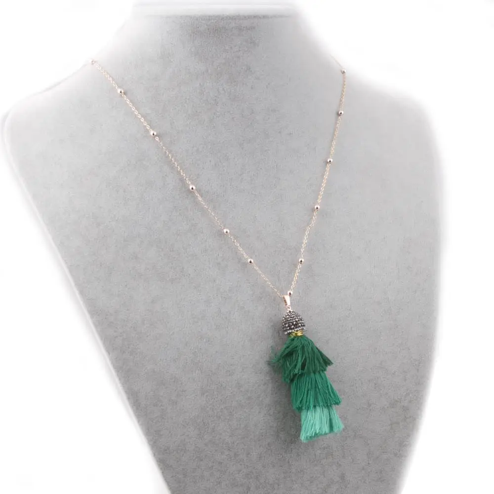 Marcasite Stone Tassel Necklace