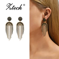 Ztech Beads Earrings For Women Hand-Make Long Link Tassel Korean Fashion Style Trendy Accessories High Quality Vintage Jewelry