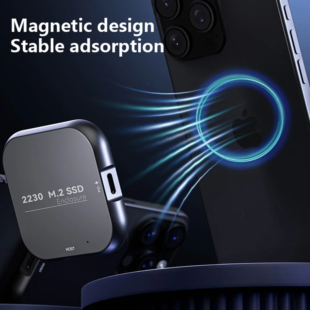 قاعدة توسيع مغناطيسية رفيعة للغاية من النوع C M.2 NVMe SSD USB 3.2 PD شحن سريع يصل إلى 10 جيجابت في الثانية لأجهزة الكمبيوتر المحمول iPhone 17 16 15 iPad PS5 #4