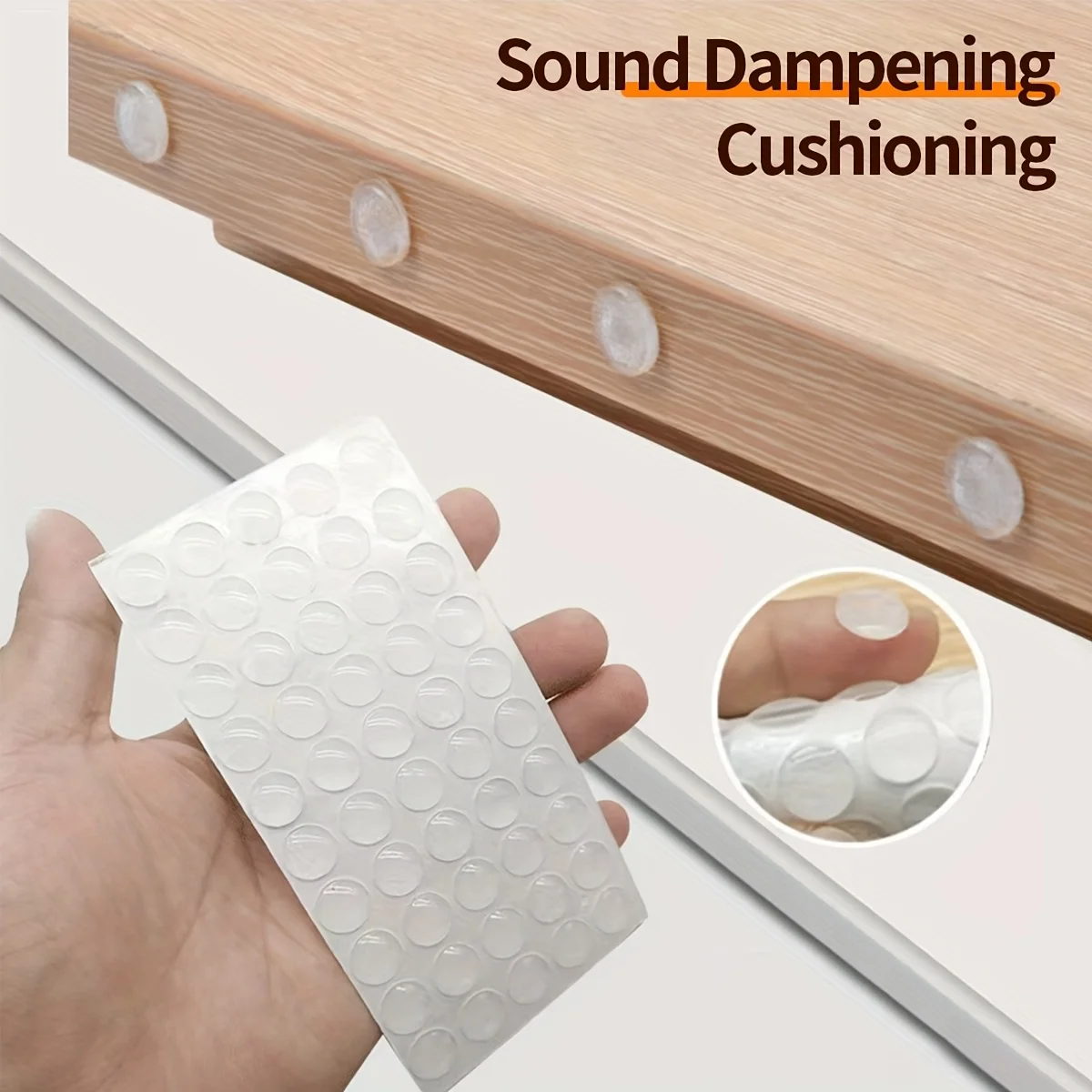 64pcs Cabinet Door Bumpers, Diameter Self Adhesive Clear Bumpers for Kitchen Cabinets, Drawers, Cutting Boards & Picture Frames