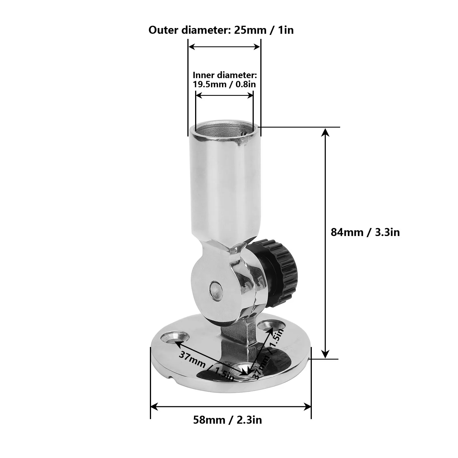 1pc Marine Antenna Base Mount 180 Degree Adjustable Weather Resistant Boat Ratchet Rail Mount for 19mm Diameter Rail