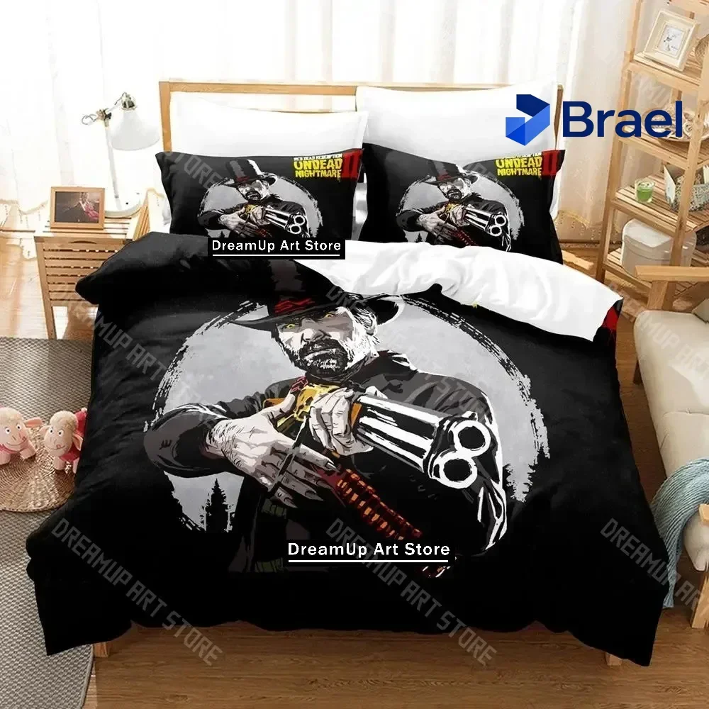 Exquisite 3D Print Red Dead Redemption Undead Nightmare Bedding Set Cartoon Anime Three-piece Set Adult Kid Bedroom Duvetcover