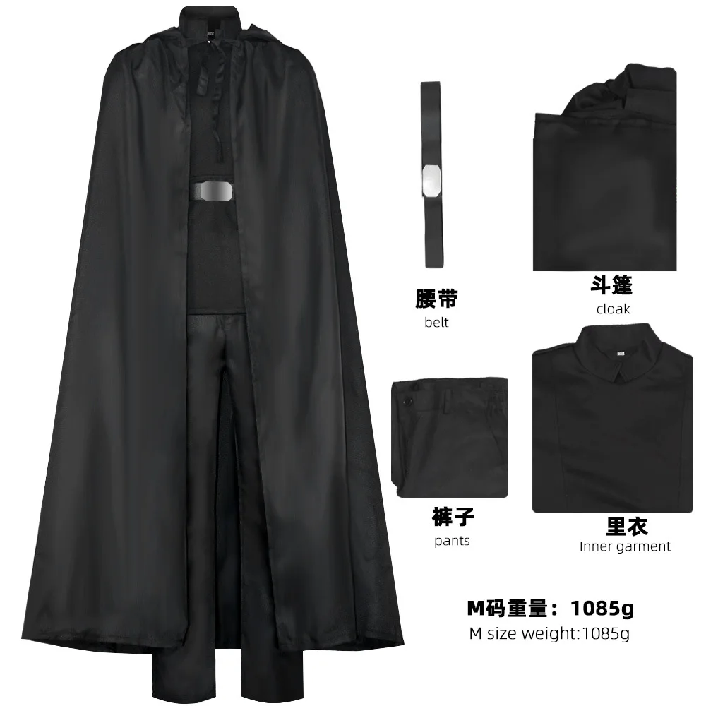 Anime Kylo Ren Cosplay Costume Men Ben Solo Skywalker Knight Black Cloak Top Pant Belt Set Halloween Costume Party Adult