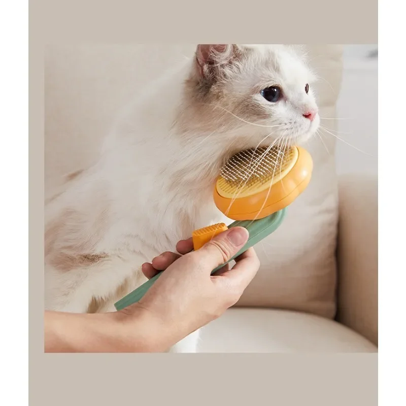 Cat Brush Combs Pet Hair Shedding Comb Pet Cleaning Grooming Tool Cute One-click Pet Supplies Hair Removal Needle Comb Safety