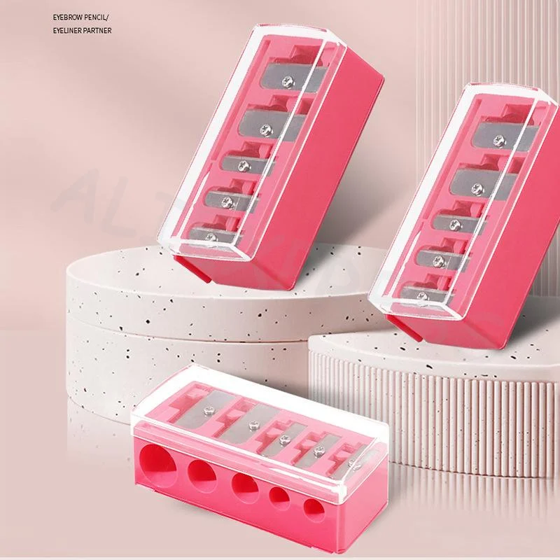 Multi-functional 5-Hole Pencil Sharpener with Lid for Eyeliner & Lipliner Pencils - Sharpens Multiple Types of Professional Grad