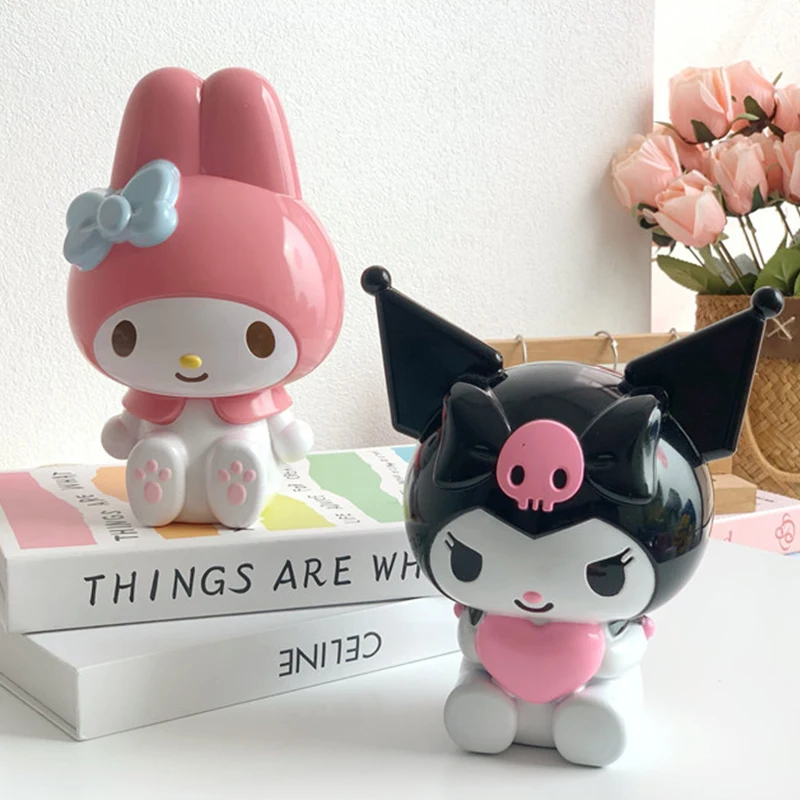 Sanrio Piggy Bank Kuromi My Melody Cinnamoroll Desktop Ornaments Decorations Coin Storage Box Kids Christmas New Year Gift