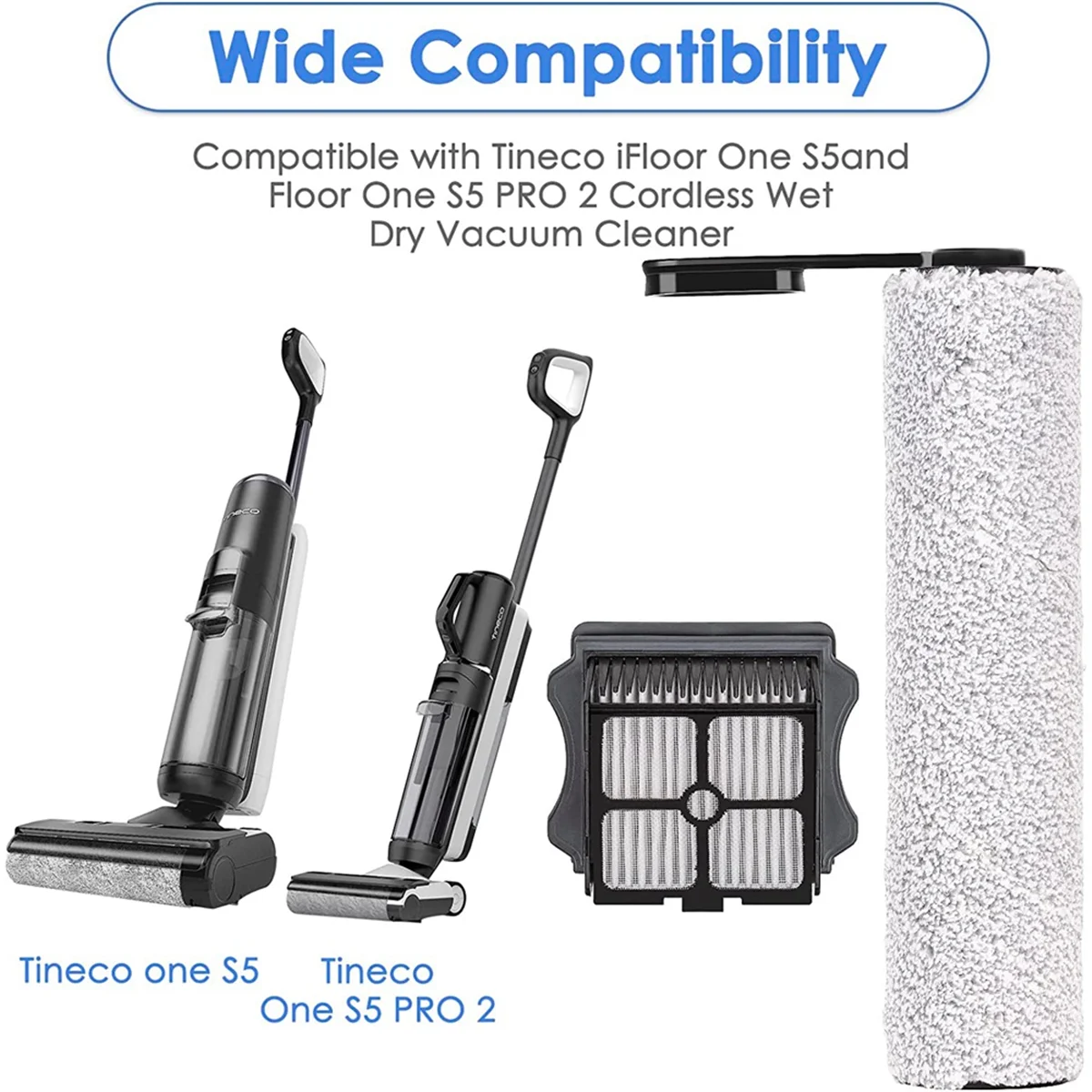 Сменные ролики и фильтры HEPA для Tineco Floor ONE S5/Floor One S5 Pro 2/ S5 Extreme Smart пылесоса