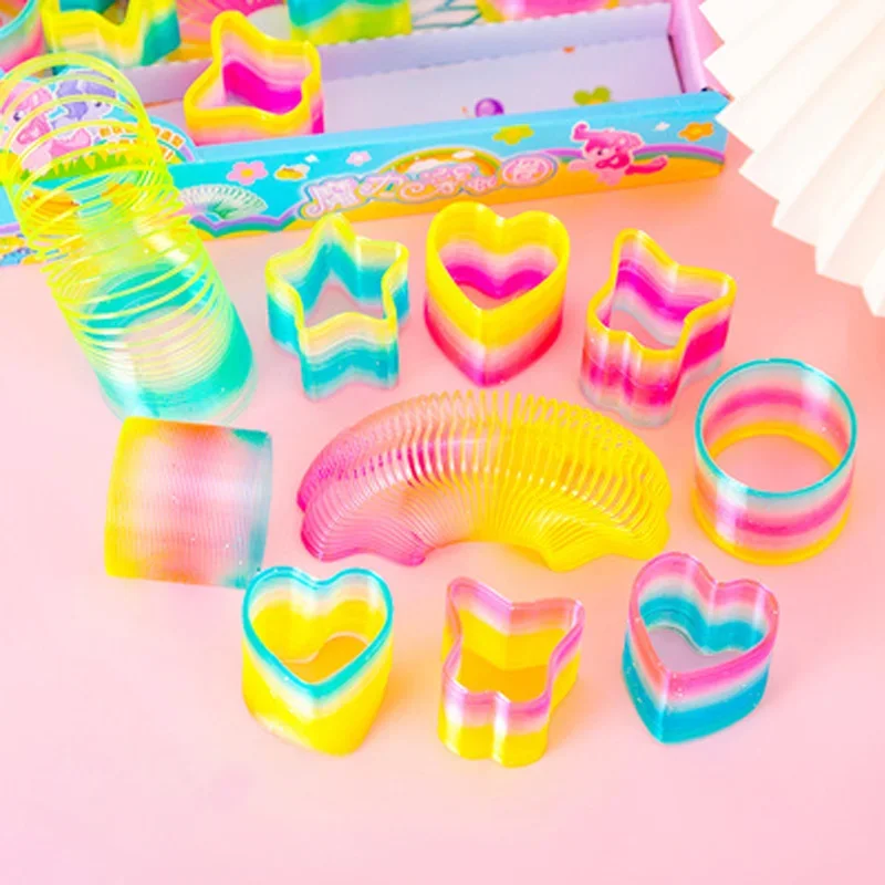 Mini Rainbow Magic Springs Plastic Spring Ring Multi-Shape Assortment for Boys Girls Birthday Party Prize Favors Bag Gifts