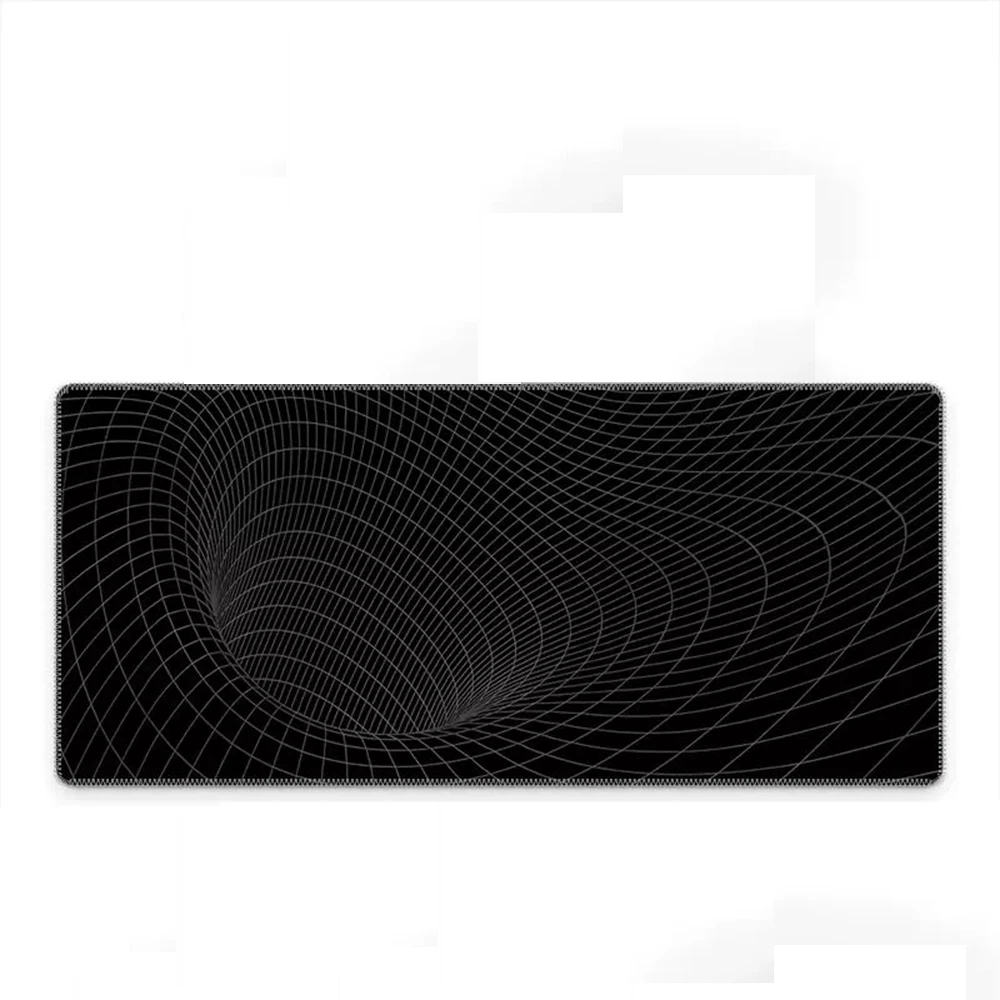 Black 3D Spiral Swirl Line Gaming Mouse Pad Laptop Keyboard Desk Mat Smooth Cloth Non-slip Base Suitable for Gamers and Office