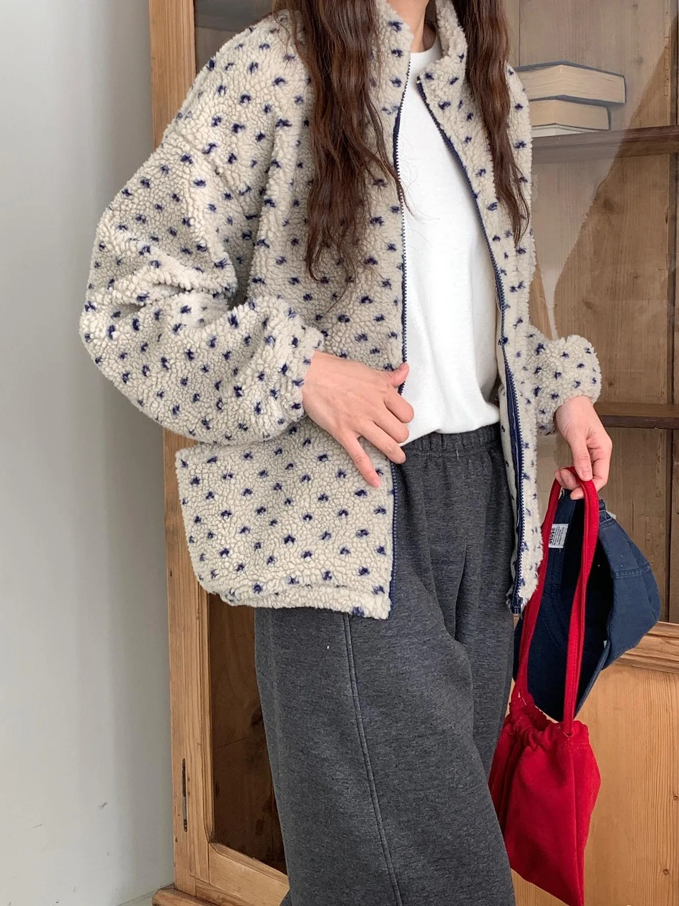 Chic ort pele de cordeiro jaet feminino solto confortável quente versátil retro sle commute puro e-commerce primavera outono inverno