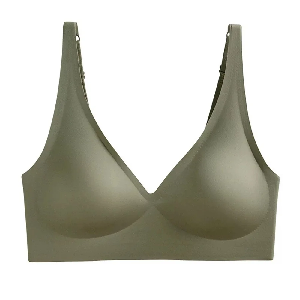 cotton Seamless Solid Wireless Bra, Comfy & Breathable Stretch Everyday Bra, Women's Lingerie & Underwear