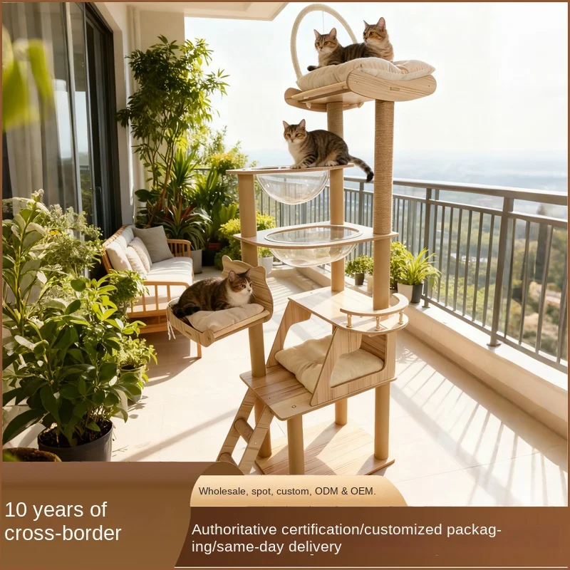 Cat Climbing Rack Cat's Nest Cat Tree Integrated Large Wooden Cat Rack House Grasping Column Not Occupying Pet Rack Model Y-38