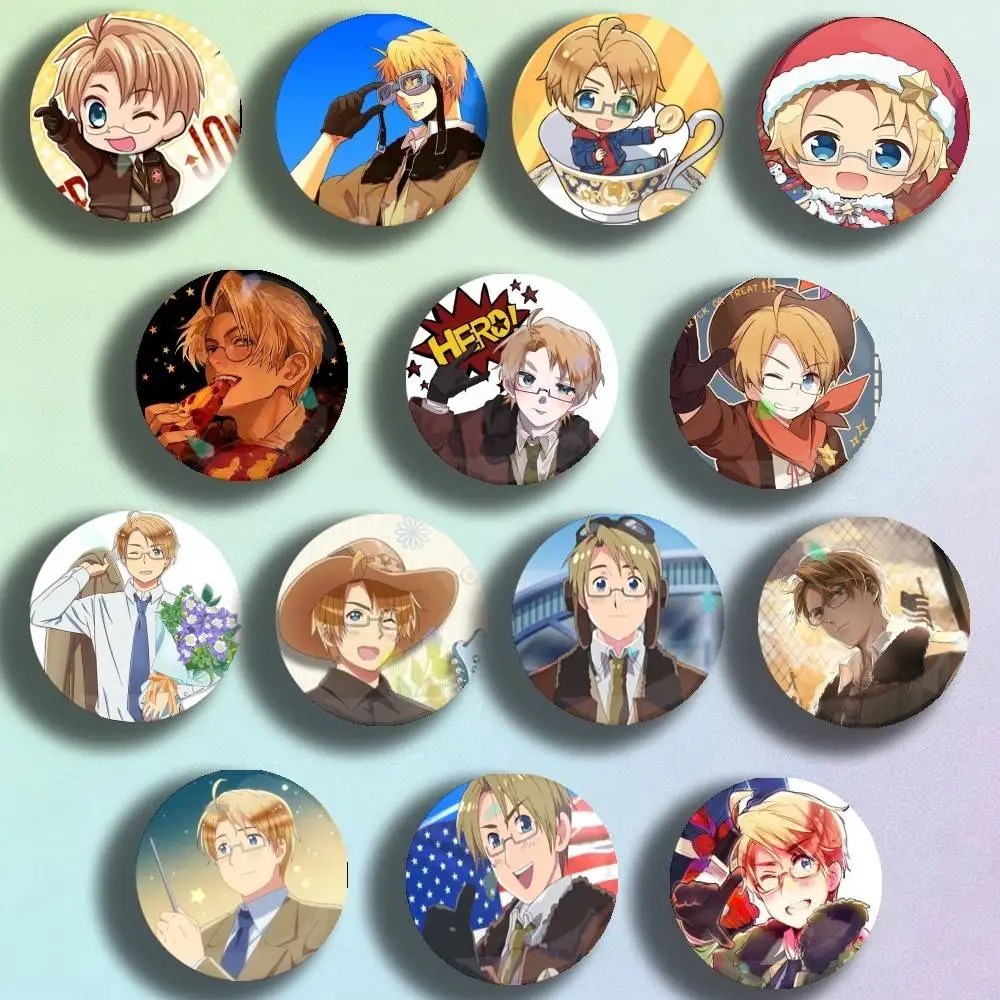 

Anime Hetalia World Stars Alfred F. Jones Laser Badge Creative Pins Brooch for Bag Clothes Hat Decor Gifts Fans Collect