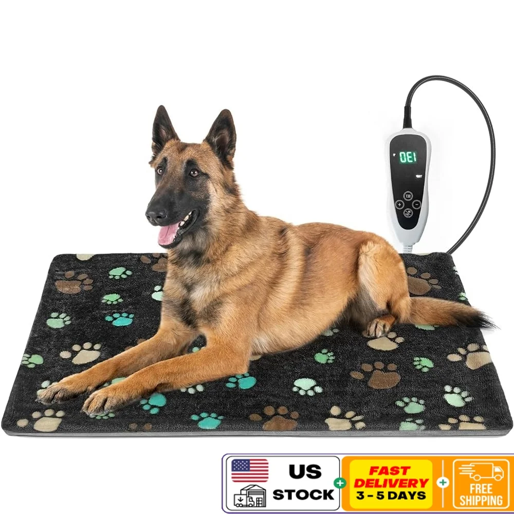 

Heated Dog Mat Waterproof Heating Pad Pets Smart Thermostat Adjustable Temperature Timer Whelping Supplies Comfort Relief