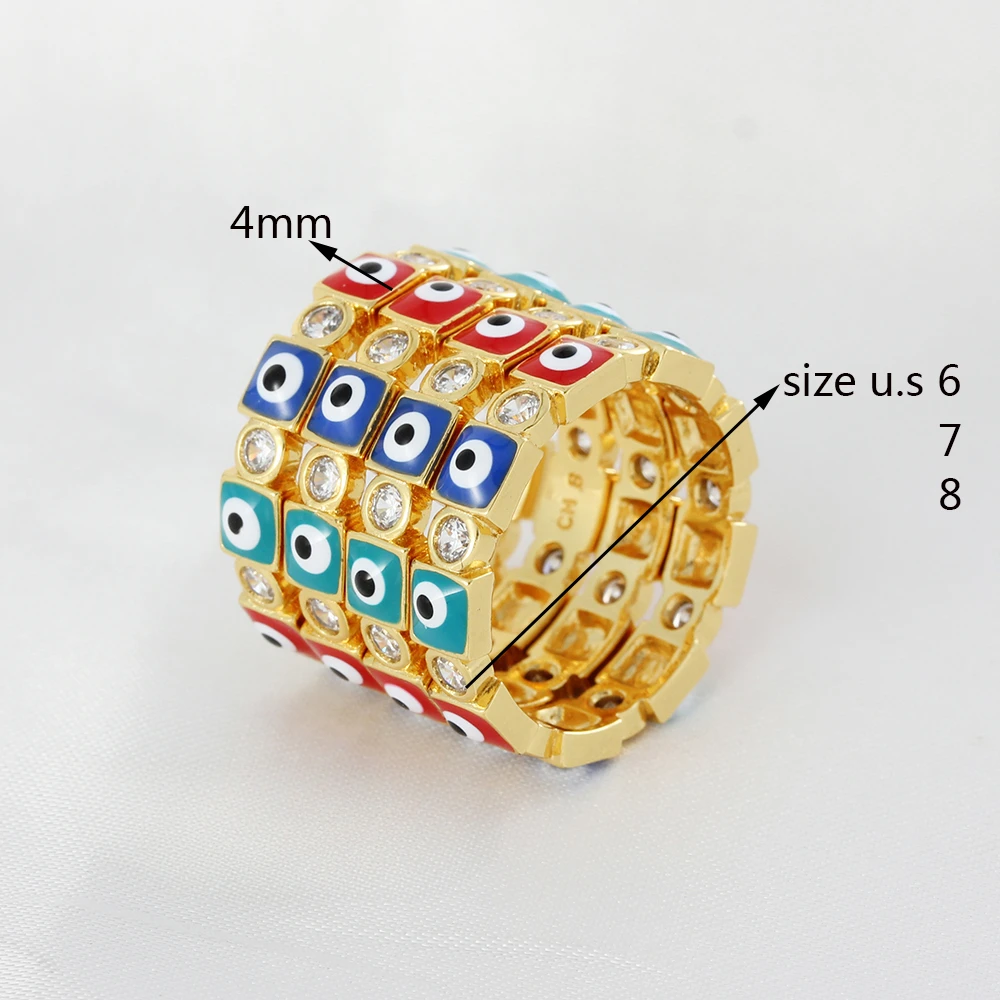 Gothic Rainbow German Eye Rhinestone Filled Women  Men Unisex Retro Mini Finger Ring Jewelry Wholesale