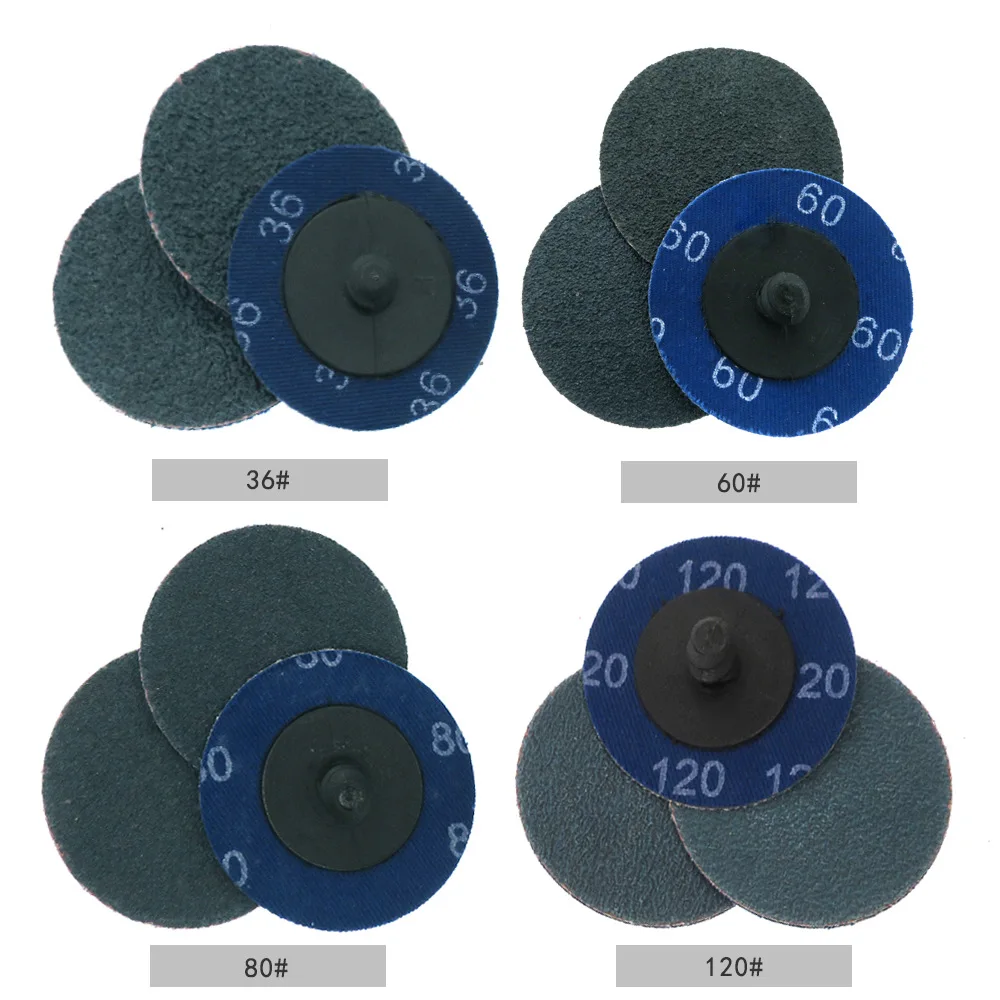 10pcs 2 Inch 50mm Spiral Torque Sanding Disc 36 60 80 120 Grit Button Grinding Stainless Steel Polishing Pad Deburring Roll Lock