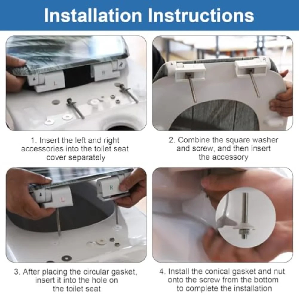 مجموعة مفصلات مقعد المرحاض في جميع أنحاء العالم مع مفصلات معدنية آلية إغلاق ناعمة وبلاستيك ABS لمقاعد المرحاض القياسية #3