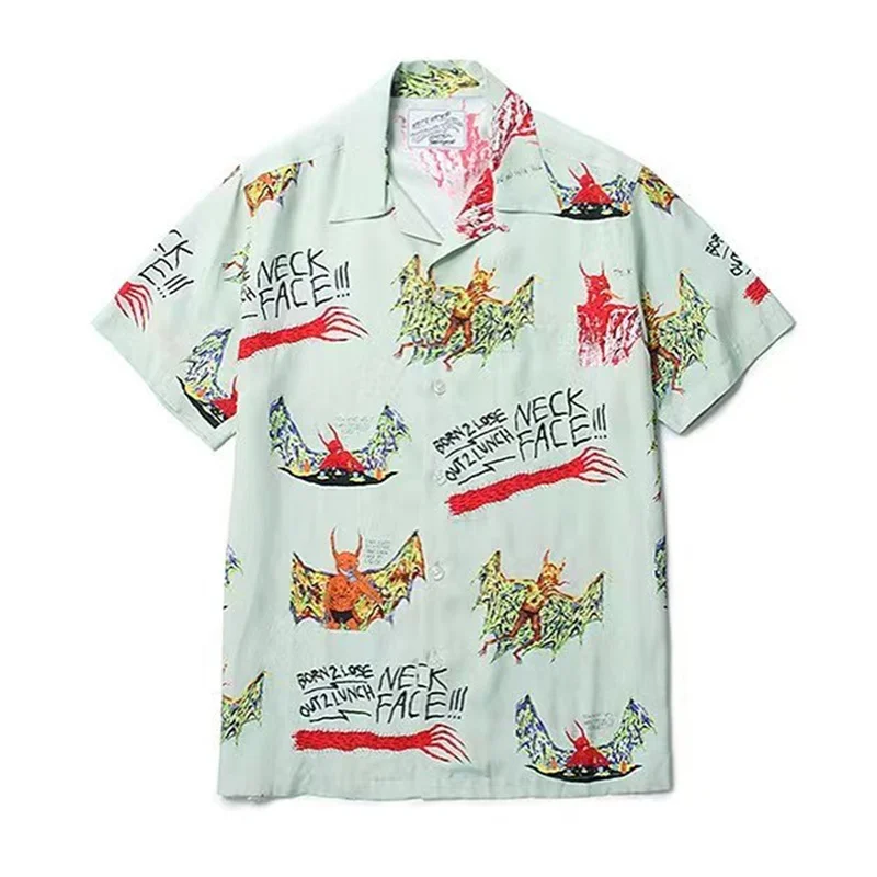 New 24ss Graffiti WACKO MARIA Hawaii Short Sleeve Shirt Best Quality Summer Brand Mens Womens Shirts Tops