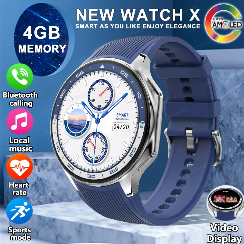 

Новинка 2024 года для OPPO IOS Watch X высококачественные деловые часы 32G Большой альбом памяти смарт-часы мужские спортивные фитнес водонепроницаемый браслет