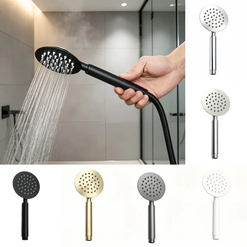 Stainless Steel 304 Hand Held Shower Head Grey Gold White Handshower Head Bathroom Faucet Accessory Single Function Shower Head