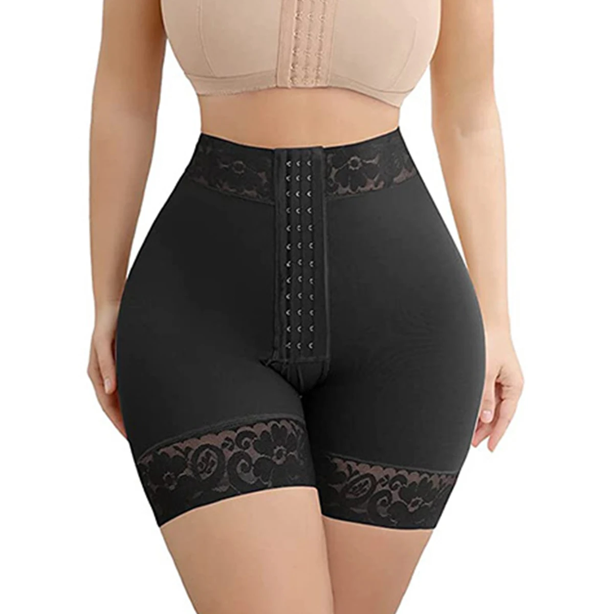 Women\'s large size lace high waist tummy lifting pants, stretch yoga fitness pants, suitable for daily exercise, body shaping