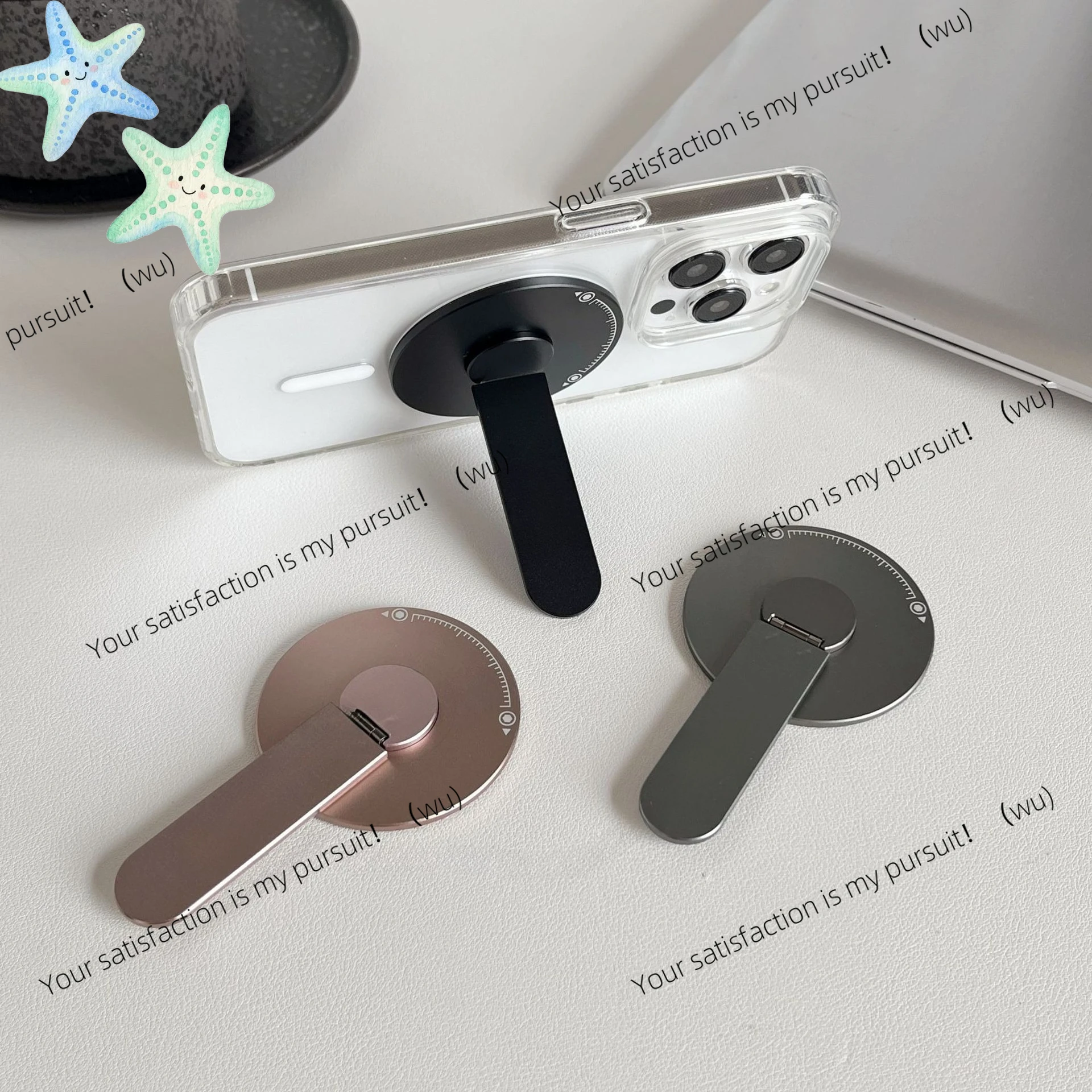 ZOCI-New 360 ° rotating metal magnetic mobile phone holder ring buckle desktop ultra-thin portable folding
