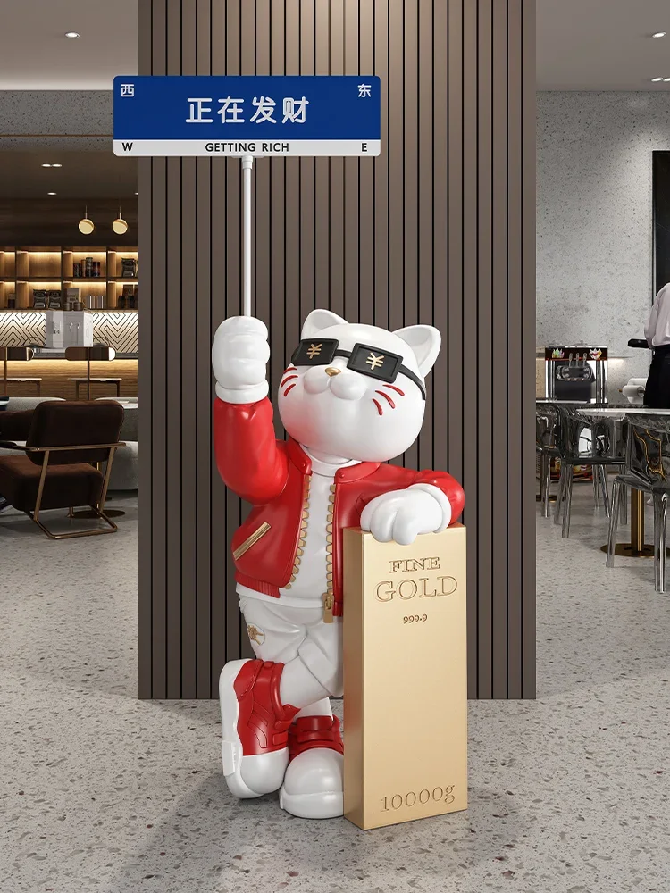 Glückliche Katze fa cai große Boden verzierung