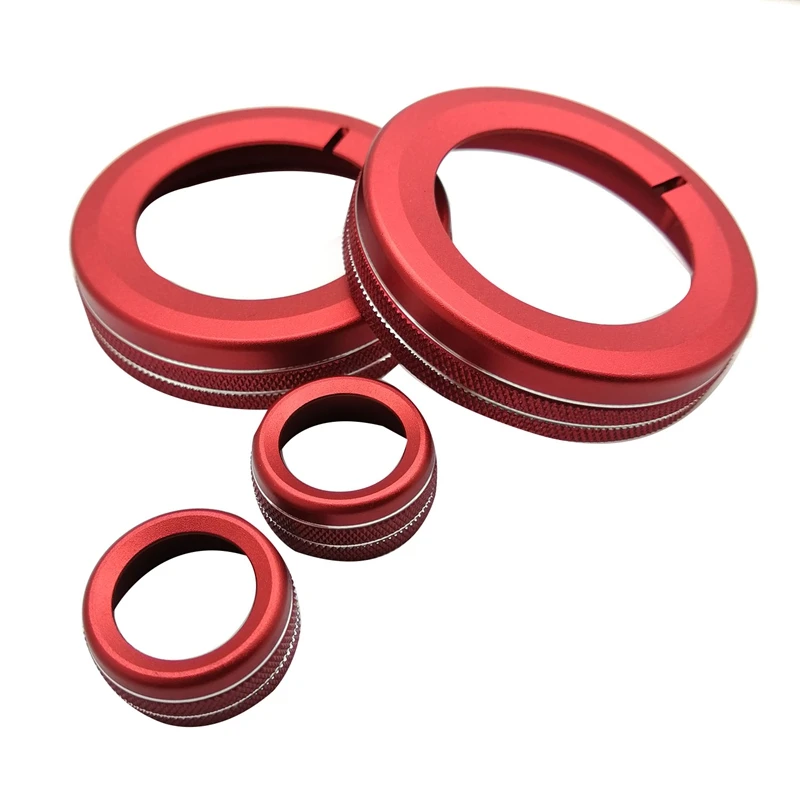 Newcenter Control Switch Button Knob Ring Trim Cover Aluminum Switch Button Trim Cover For Chevrolet Camaro 10-15 Red 4 PCS