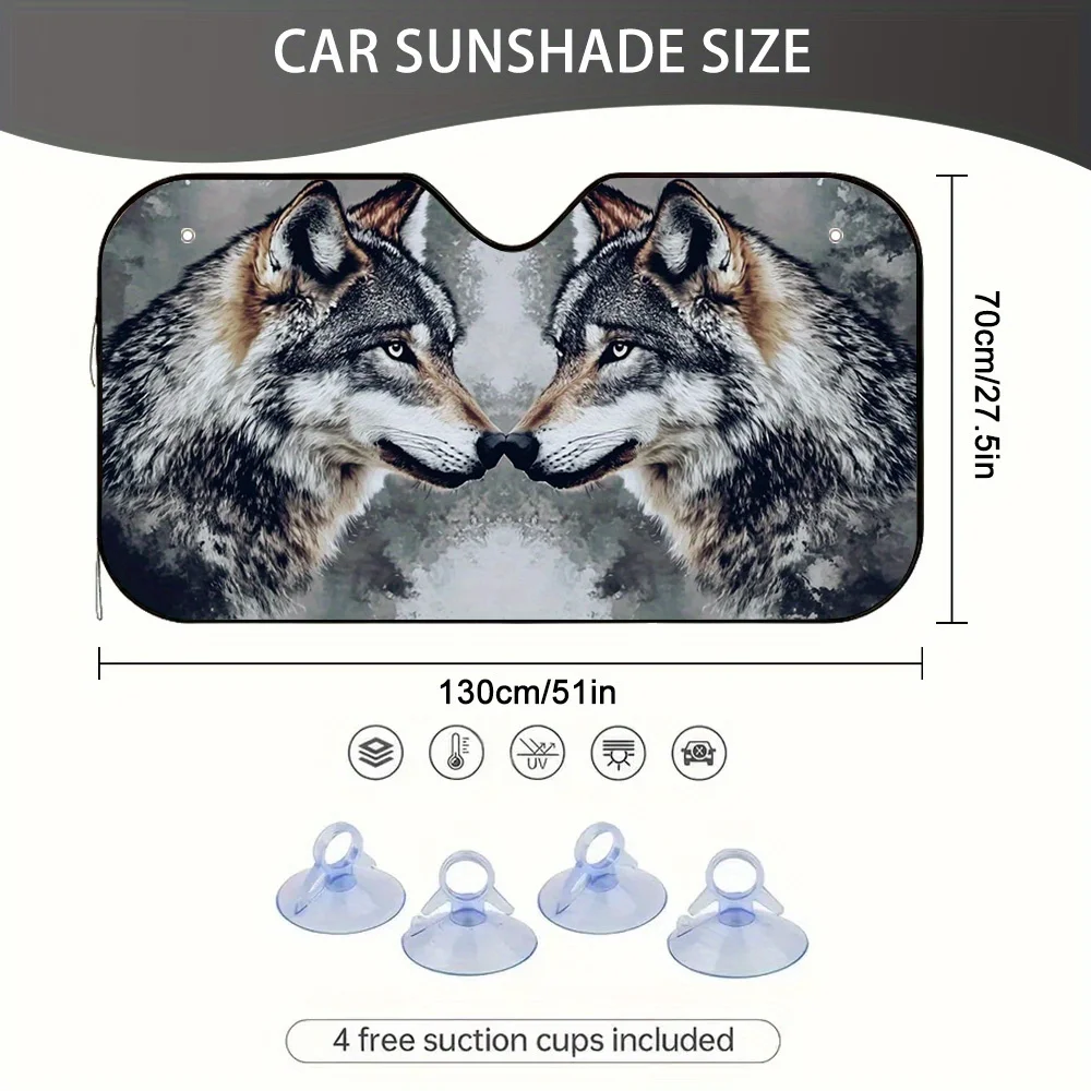 1pc Symmetry Of Wolves Car Sun Visor, Suitable For Every Car Owner, Easy Installation