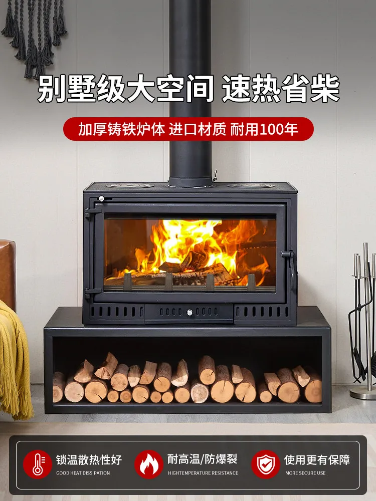 Firewood burning household heating villa bed and breakfast living room decoration rural thickened cast iron firewood stove