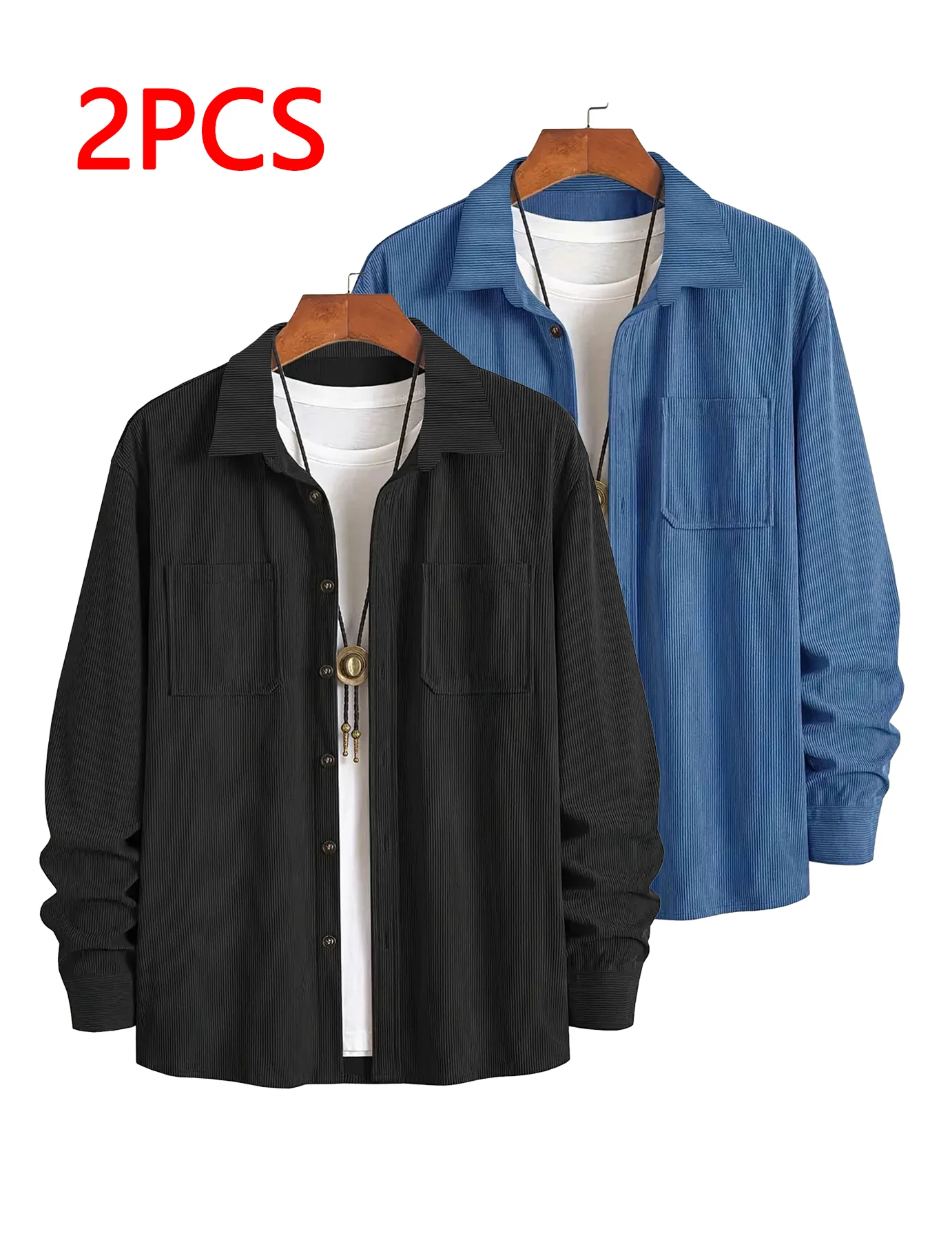 

Men's Corduroy Shirt Solid Color Spring Autumn Fashion Casual Outerwear for Shopping Streetwear Top