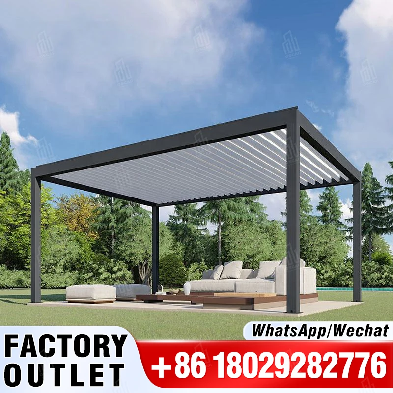 QIANGFENG Oem Garden Outdoor Aluminum Louvered Pergola Bioclimatique Aluminium Pergola Gazebo Pergole Pergule Pargola Pavilion